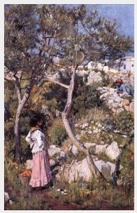 Two Little Italian Girls by a Village 1875