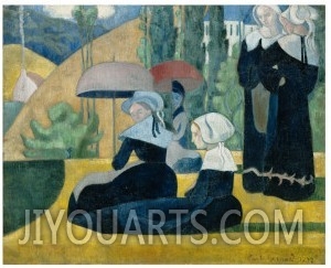 Breton Women with Umbrellas