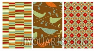 Retro Birds Triptych