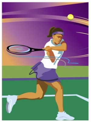 A Female Tennis Player Swinging at a Tennis Ball