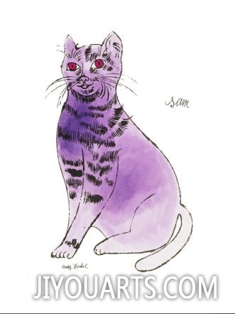 25 Cats Named Sam and One Blue Pussy by Andy Warhol, c.1954 (Purple Sam)