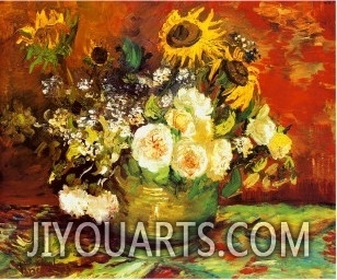 Handmade oil painting,Flowers oil painting,Vase of Chrysanthemums by Pierre Auguste Renoir
