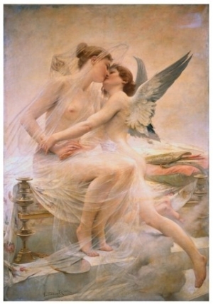 Painting on canvas,angel oil painting,Cupid and Psyche by Lionel Noel Royer