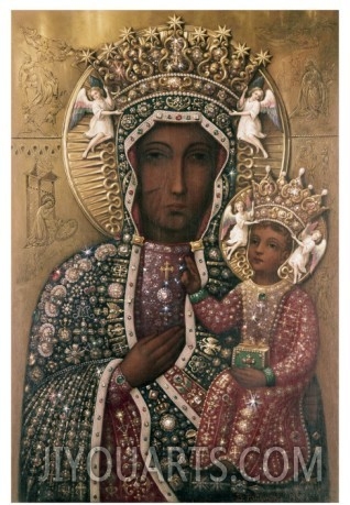 100% handmade oil painting,christianity painting,Black Madonna of Czestochowa