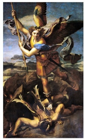 Painting on canvas,Angel painting of St Michael Overwhelming the Demon 1518 by Raphael