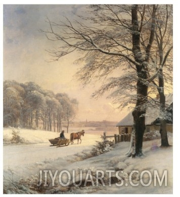 Painting on canvas,christmas oil painting,Homeward Bound by Anders Andersen Lundby