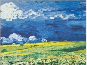 Fields oil painting of Wheatfield under a Cloudy Sky c1890 Van Gogh painting