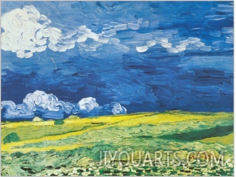 Fields oil painting of Wheatfield under a Cloudy Sky c1890 Van Gogh painting
