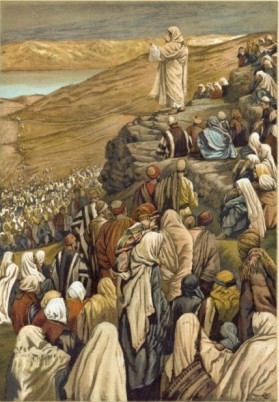 Christianity oil painting of Jesus Preaches the Sermon on the Mount by James Tissot