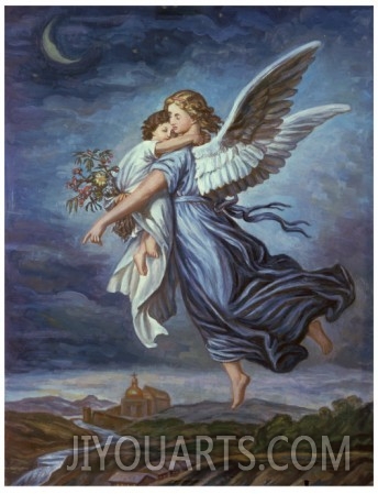 Christianity oil painting of The Guardian Angel by Wilhelm Von Kaulbach