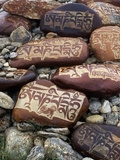 Buddhist Prayers on Carved Mani Stones in Tibet