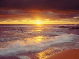 Sunset Cliffs Beach on the Pacific Ocean at Sunset, San Diego, California, USA