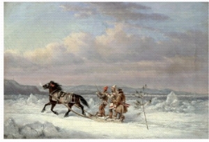 Huntsmen in Horsedrawn Sleigh