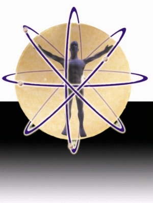 Male Figure in Atom with Electrons