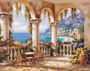 handmade oil painting of Terrace Arch I on canvas by Sung Kim