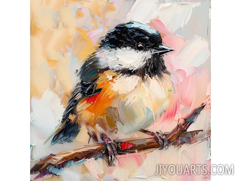 Chickadee Oil Painting Birds Original Art Animal Artwork Spring Wall Decor Rustic Wall Art Personalized Gifts for Mother