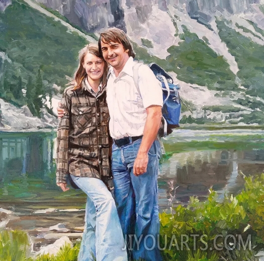 Custom Oil Painting From Old Photo Commission Couple Portrait on Canvas Landscape art Handmade Gift for Parents