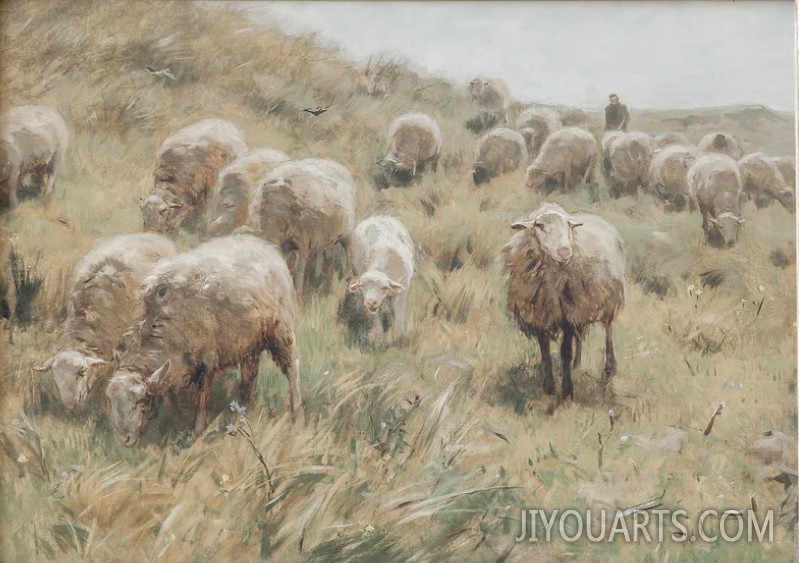 Sheep Painting，Vintage Landscape Print，English Farmhouse