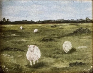 SHEEP VI Art Print   Unframed Sheep Oil Painting Print   Ewe Oil Painting Print   Countryside Original Oil Art Painting   Spring Sheep Art