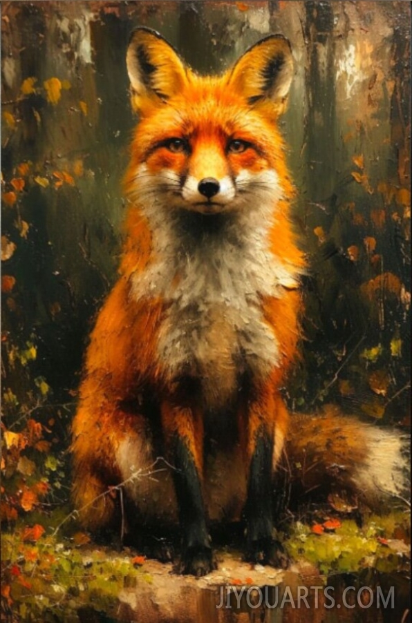 Fox Oil Painting, Dark Academia, Witchy Room Decor, Dark Cottagecore Prints, Animal Wall Art, Animal Portrait