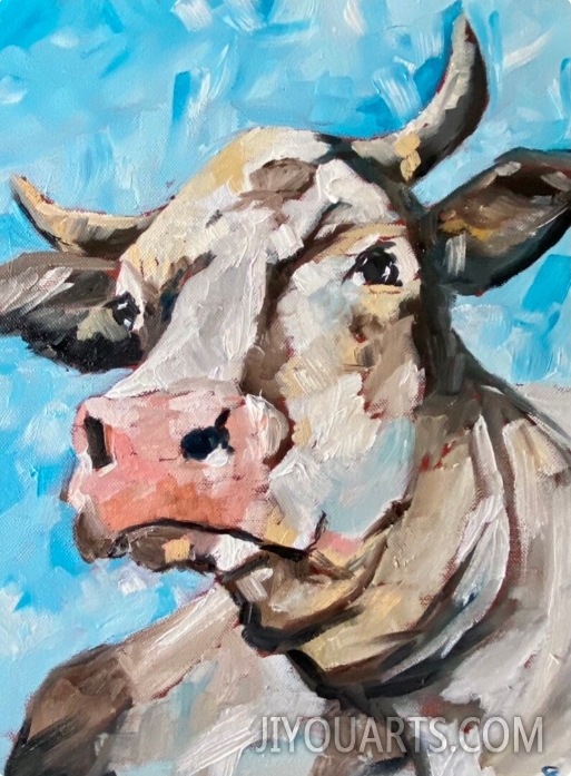 Whitebred White cattle   original oil painting on wrapped canvas
