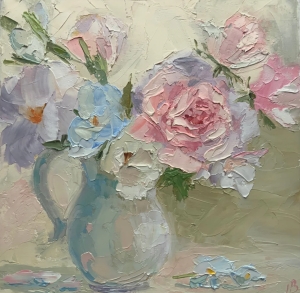 Flowers oil painting Bouquet of roses Still life Impressionism Decorative panels Original