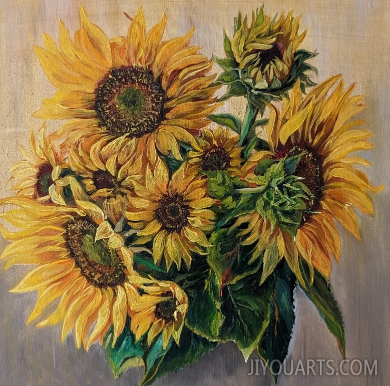 Sunflowers Original Oil Painting Canvas Handmade Painting Flowers Wall Decor Floral Motif Still life Best Gift