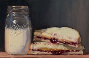 PBJ & Jar of Milk   NOAH VERRIER Original still life oil painting, Signed fine art print