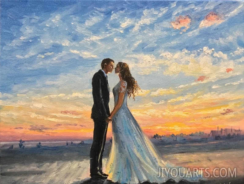 Commission painting Wedding portrait from photo to oil painting