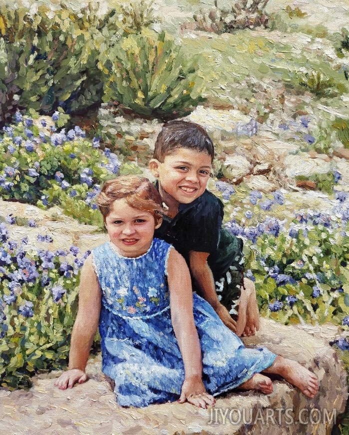 Custom oil painting portrait, Commission portrait oil, Custom painting kids, oil painting children, gift for husband, customized gift