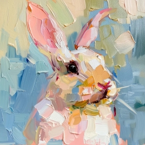 Easter Bunny Painting Cub Animals Original Art Pet Portrait Impasto Artwork Rabbit Wall Art Personalized Gifts Gifts for Her