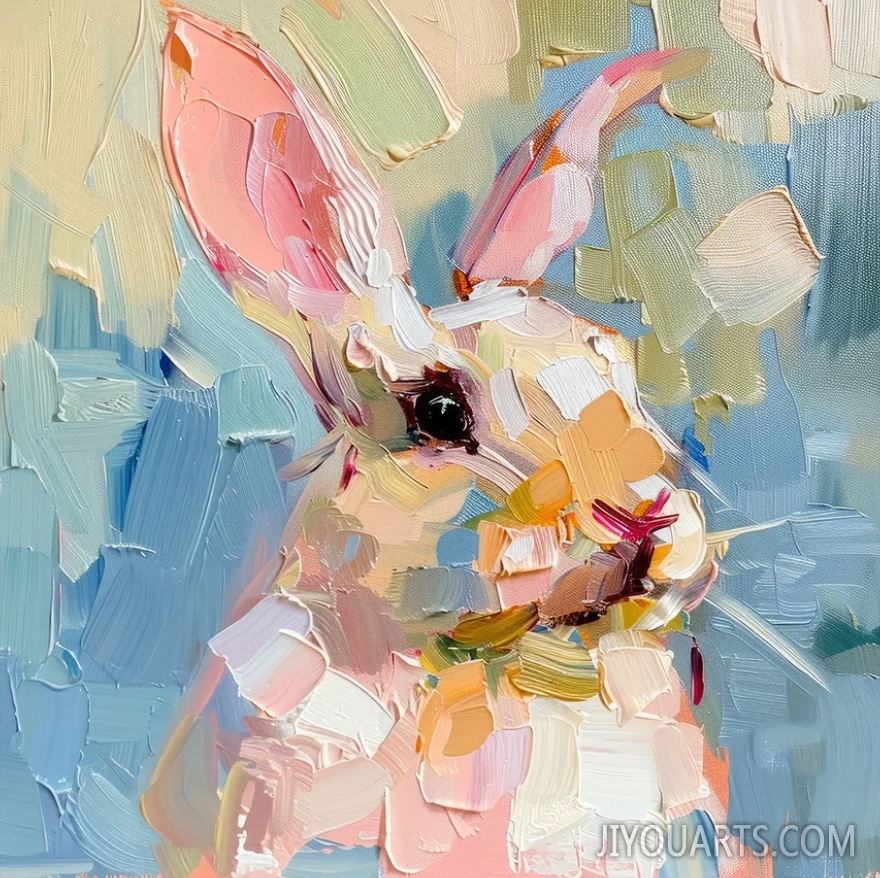 Easter Bunny Painting Cub Animals Original Art Pet Portrait Impasto Artwork Rabbit Wall Art Personalized Gifts Gifts for Her