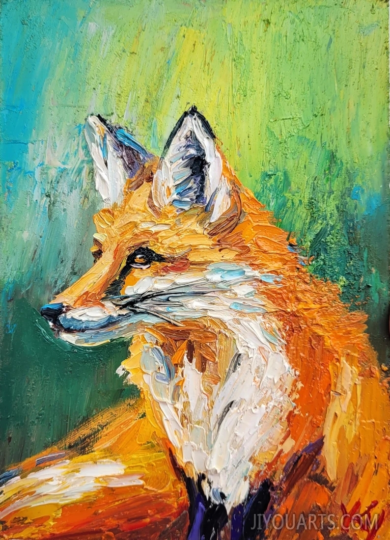 Fox Painting Animal Painting Original Art Impasto Oil Painting Animal Art Pet Portrait Fox Lover Gift