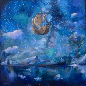 Dream Ship,original oil on gallery wrapped canvas painting