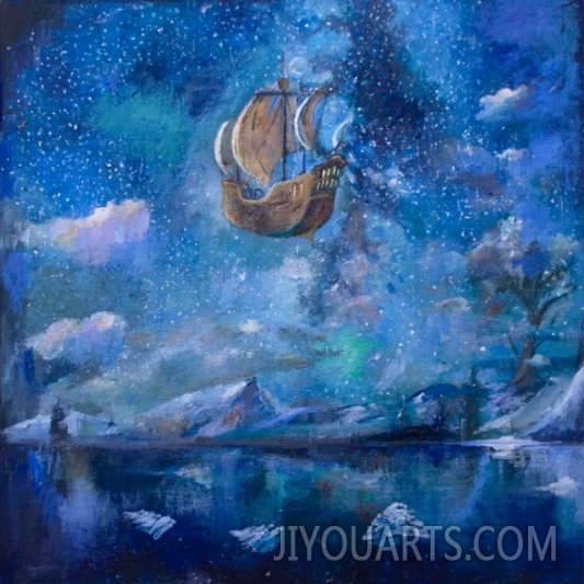 Dream Ship,original oil on gallery wrapped canvas painting