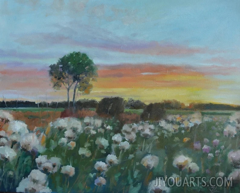Original Oil Painting on Canvas，Landscape Painting,Wall Art， Meadow painting，Contemporary Fine Art