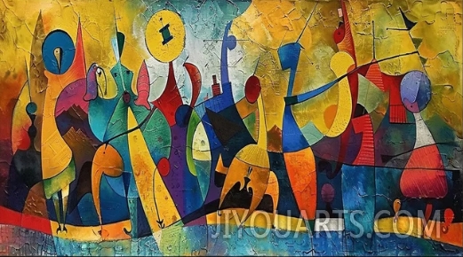 Abstract Colored Figures Oil Painting on Canvas, Large Wall Art Original Famous Painting Modern Wall Art Living Room Home Decor Picasso Art