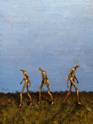 Original One of a Kind, Surreal Expressionist Oil Painting on Wood Panel