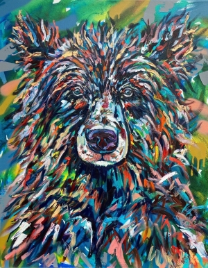 Colorful Original Bear Painting
