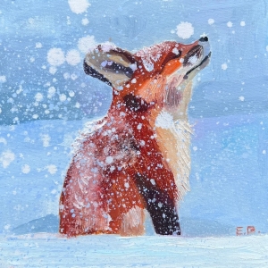 ORIGINAL Custom Red Fox oil painting ,snow winter, Christamas wall art, Realistic animal drawing, nursery wall decor