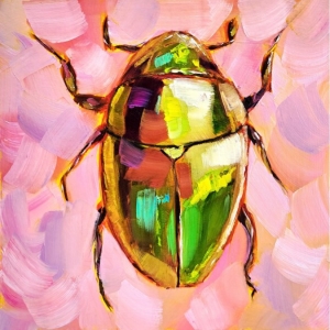 Beetle Painting Insect Original Art Animal Oil Painting Bug Wall Art