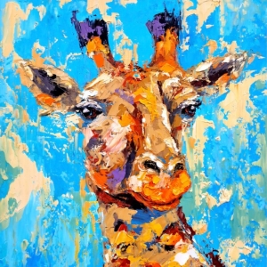 Giraffe Oil Painting African Animal Original Art Wild Animals Impasto Artwork Gifts