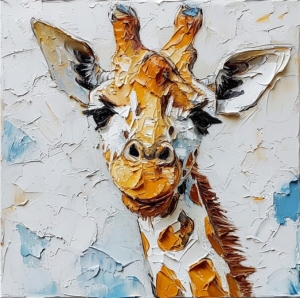 Giraffe Painting African Animals Original Art Animal Impasto Artwork Gifts