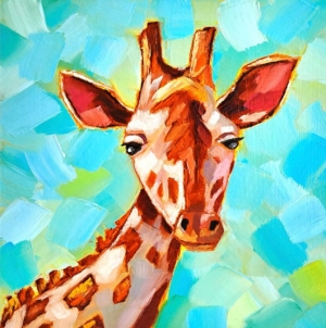 Giraffe Painting Animal Original Art Wild Animals Oil Painting