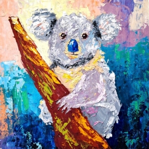 Koala Painting Bear Original Art Woodland Animal Impasto Artwork Easter Gift