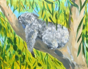 Sleeping koala small original one of a kind painting