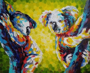 Sweet dream, oil painting, Australia, koala, koala oil painting, animals, koala art, animals oil painting