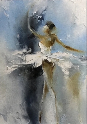 Ballerina abstract painting Oversized oil artwork Modern Ukrainian art Dancing girl Dance Woman