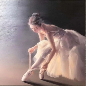 Ballerina White Painting,Ballerina fine art Dancer oil painting on Canvas,Ballet Painting for Living Room Decor,Light Pastel Colors Wall Art