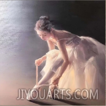 Ballerina White Painting,Ballerina fine art Dancer oil painting on Canvas,Ballet Painting for Living Room Decor,Light Pastel Colors Wall Art